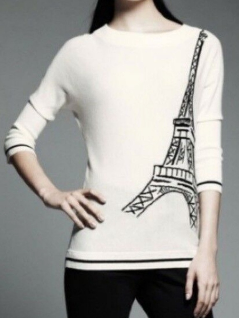 Catherine Malandrino Eiffel Tower fine knit lightweight sweater